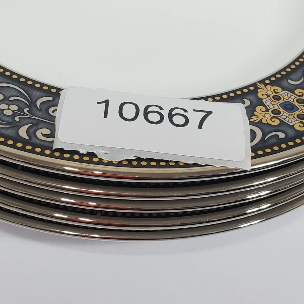 Lenox Vintage Jewel Salad Plates Set of 5 White  Gold  Fine China